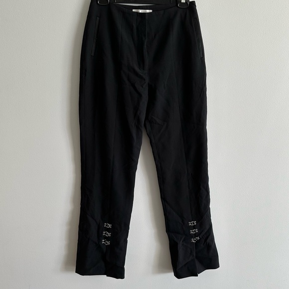 Jonathan Simkhai black trousers with split front hem and hook and eye details - Picture 3 of 6